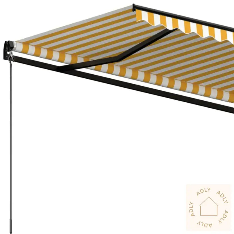 Manuell Uttrekkbar Markise 350X250 Cm Gul Og Hvit