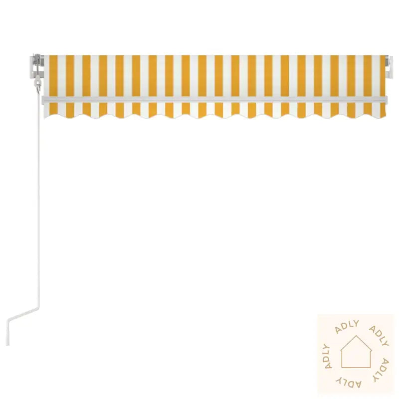 Manuell Uttrekkbar Markise 350X250 Cm Gul Og Hvit