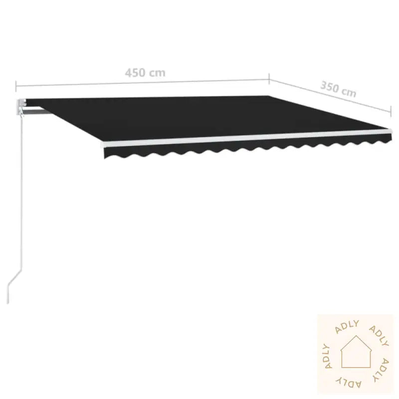 Manuell Uttrekkbar Markise Med Led 450X350 Cm Antrasitt
