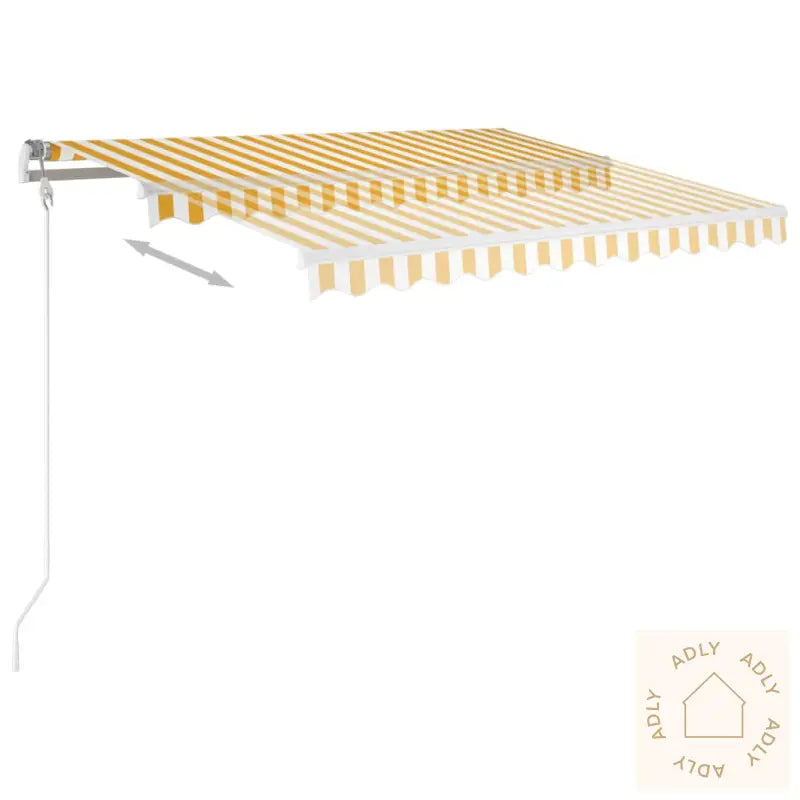 Manuell Uttrekkbar Markise 350X250 Cm Gul Og Hvit