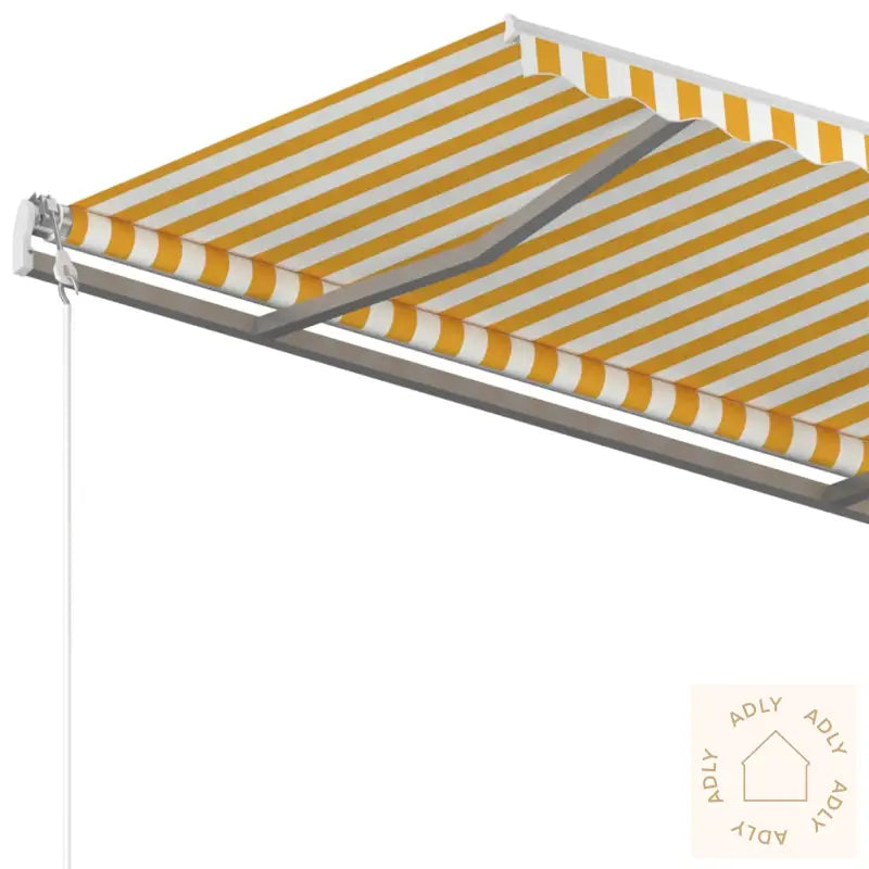 Manuell Uttrekkbar Markise 350X250 Cm Gul Og Hvit