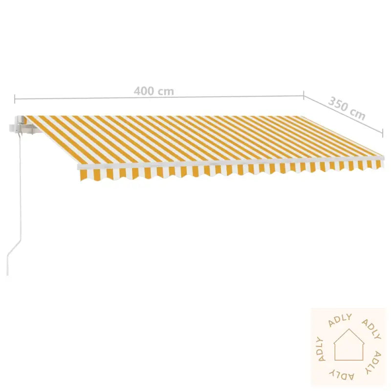 Frittstående Manuell Uttrekkbar Markise 400X350 Cm Gul/Hvit