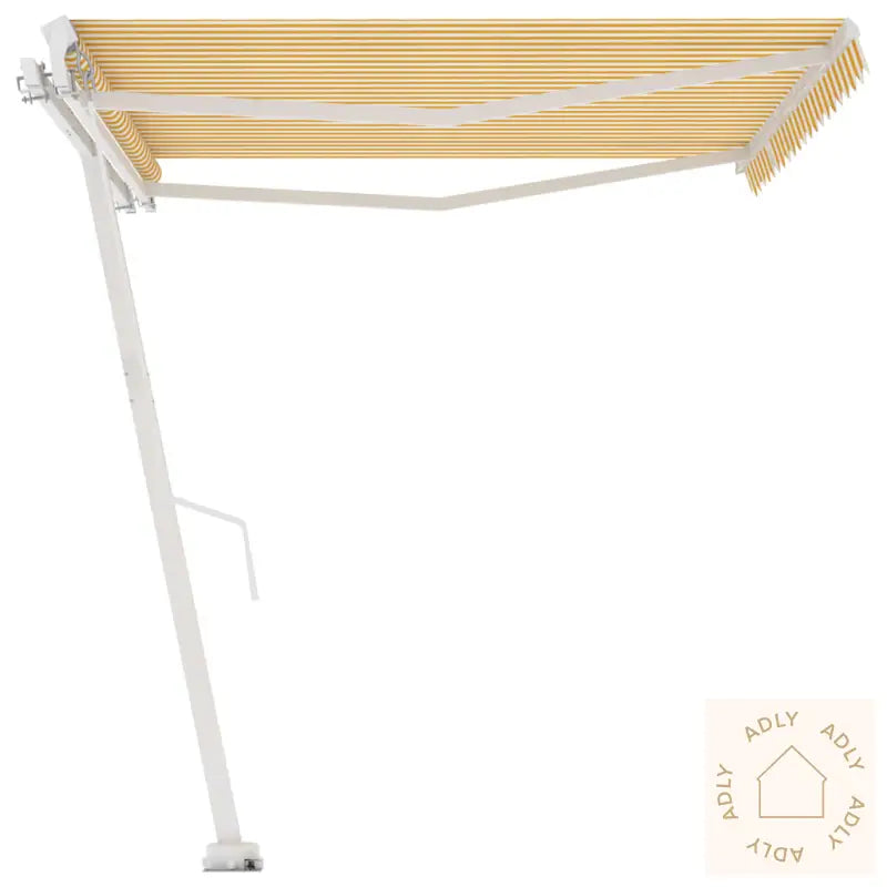 Frittstående Manuell Uttrekkbar Markise 400X350 Cm Gul/Hvit