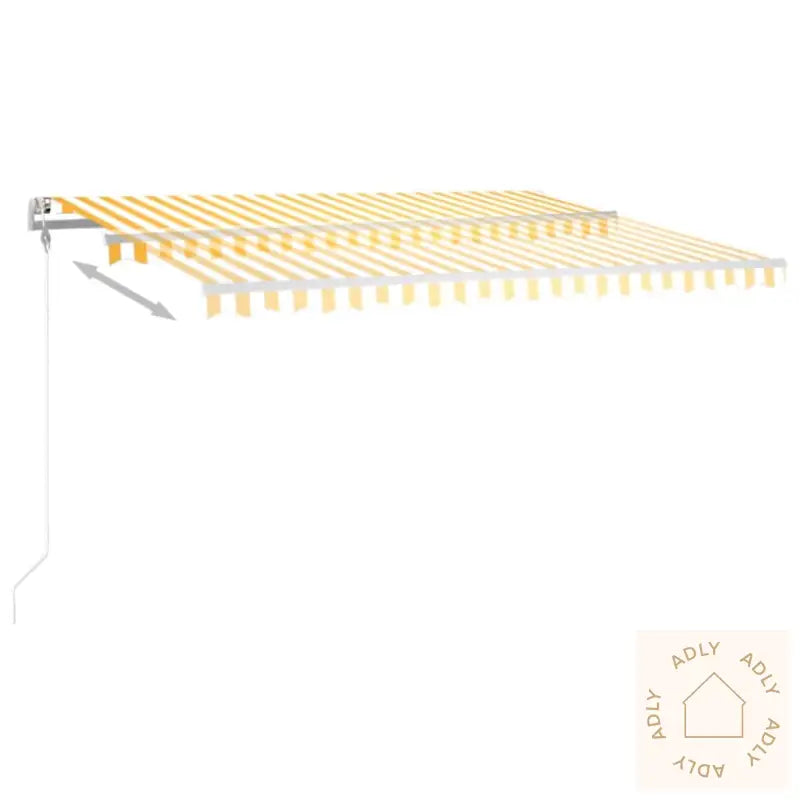 Manuell Uttrekkbar Markise Med Led 4,5X3 M Gul Og Hvit
