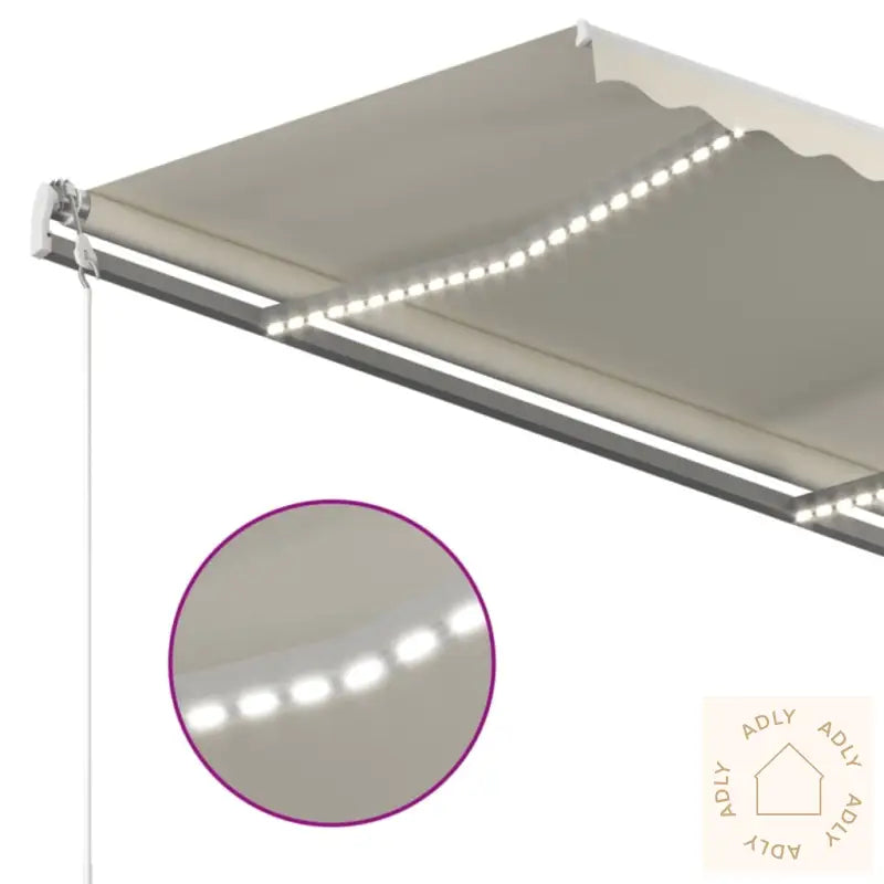 Manuell Uttrekkbar Markise Med Led 3,5X2,5 M Kremhvit