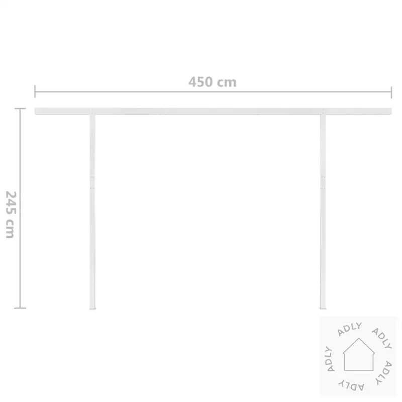 Manuell Uttrekkbar Markise Med Led 4,5X3 M Gul Og Hvit