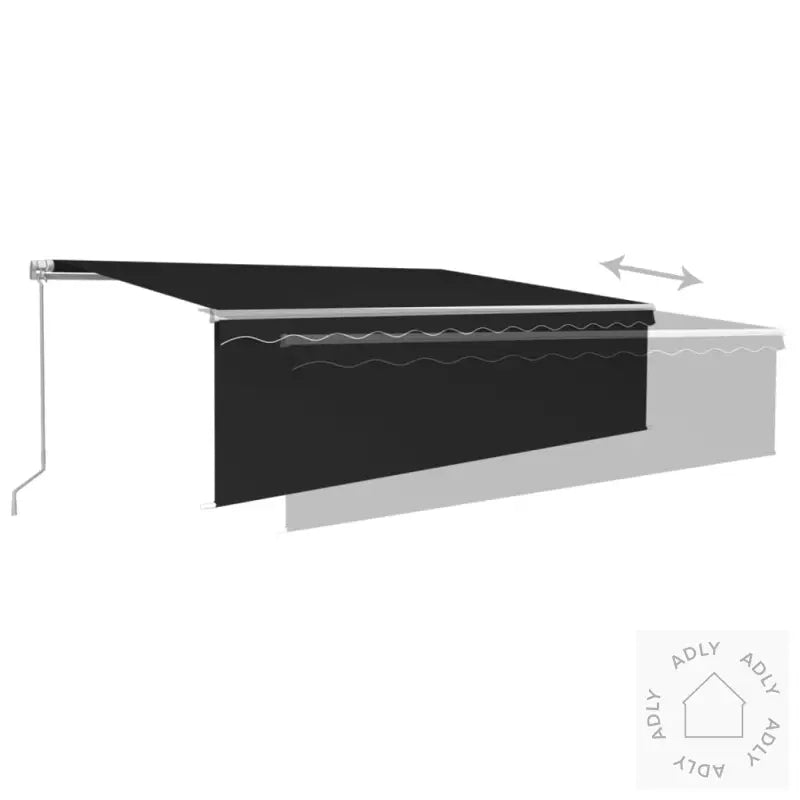 Manuell Uttrekkbar Markise Med Rullegardin 5X3 M Antrasitt