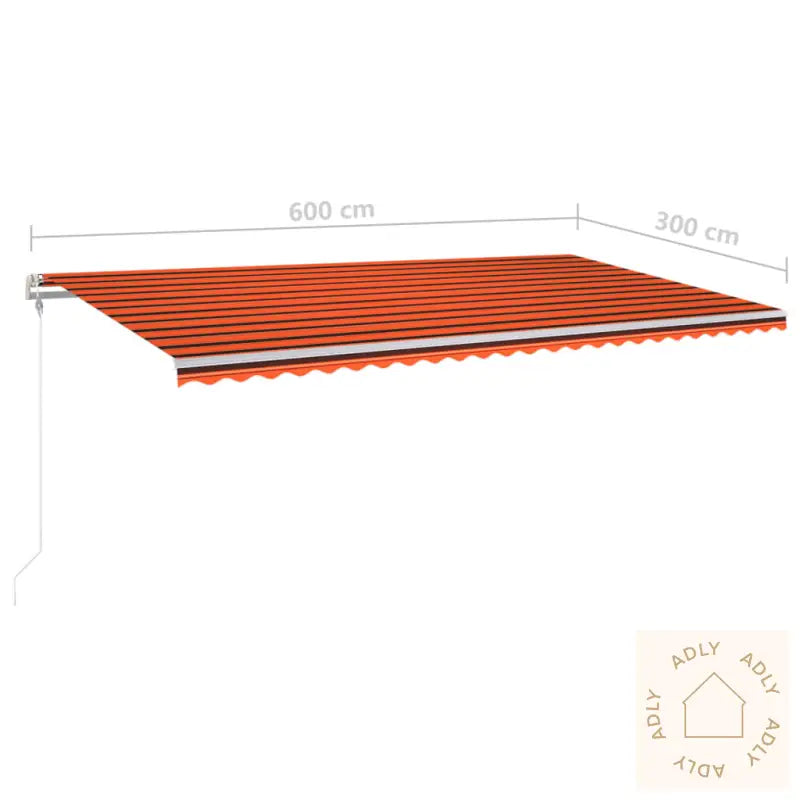 Manuell Uttrekkbar Markise Med Led 6X3 M Oransje Og Brun