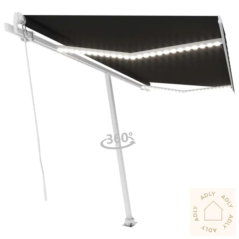 Manuell Uttrekkbar Markise Med Led 400X300 Cm Antrasitt