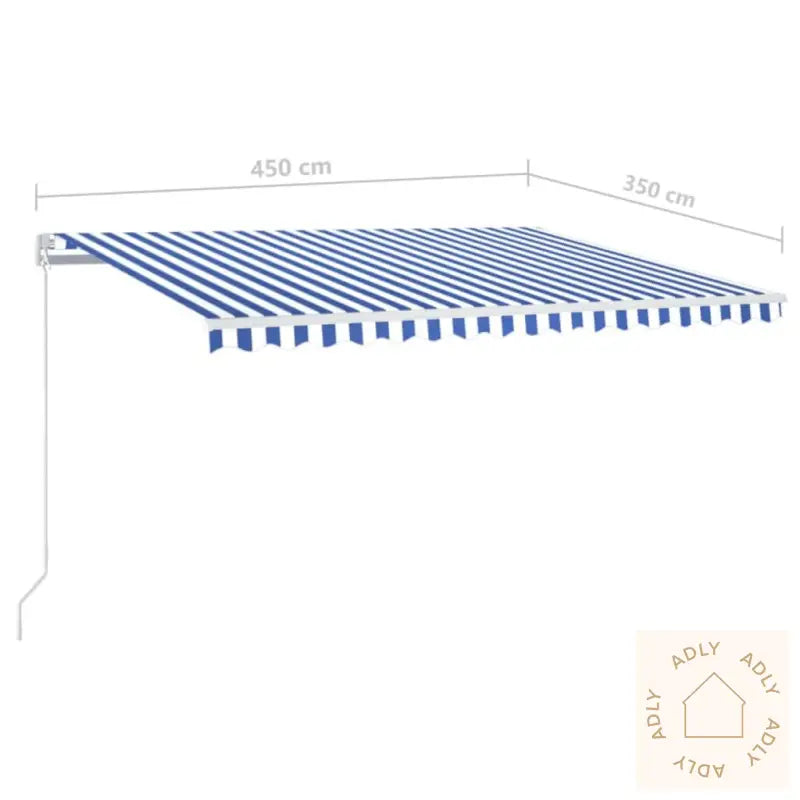 Manuell Uttrekkbar Markise 450X350 Cm Blå Og Hvit