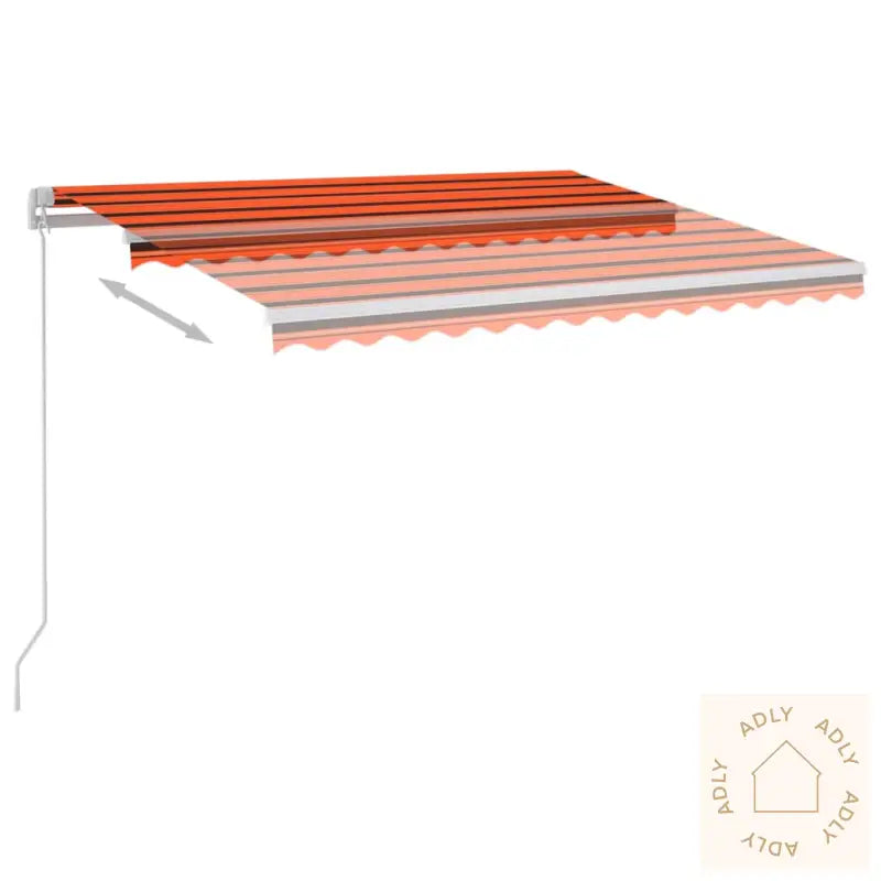 Manuell Uttrekkbar Markise Med Led 300X250 Cm Oransje Og Brun