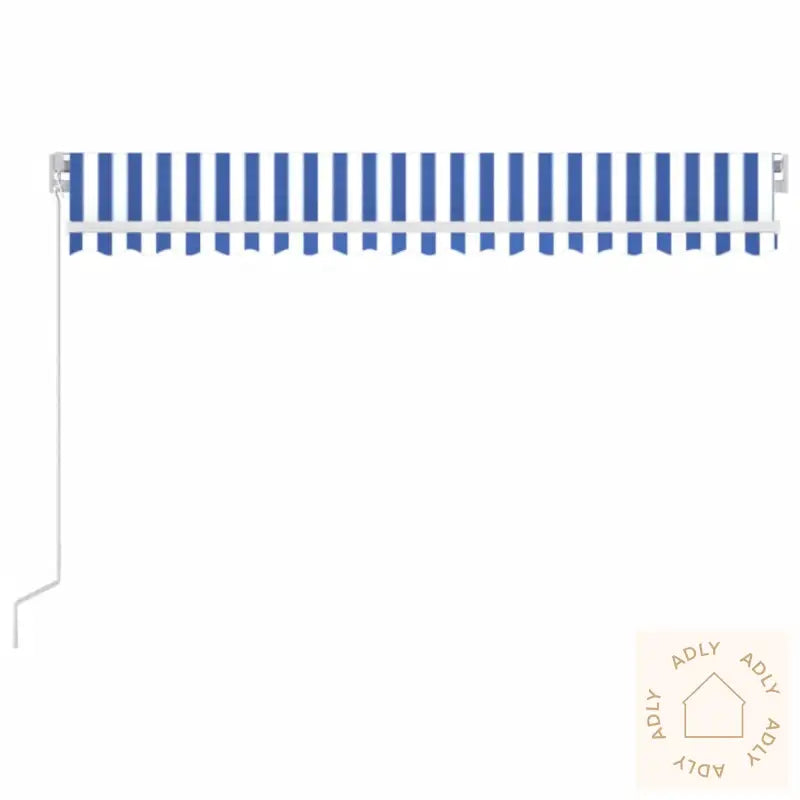 Manuell Uttrekkbar Markise 450X350 Cm Blå Og Hvit