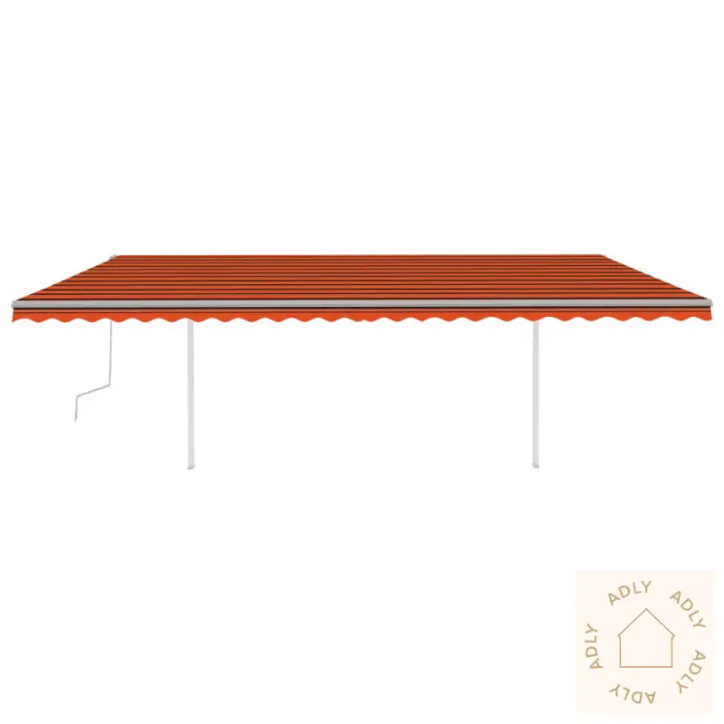 Manuell Uttrekkbar Markise Med Led 6X3 M Oransje Og Brun