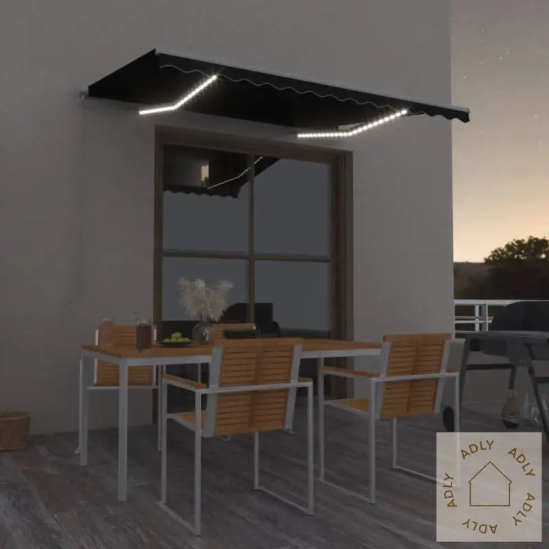 Manuell Uttrekkbar Markise Med Led 350X250 Cm Antrasitt