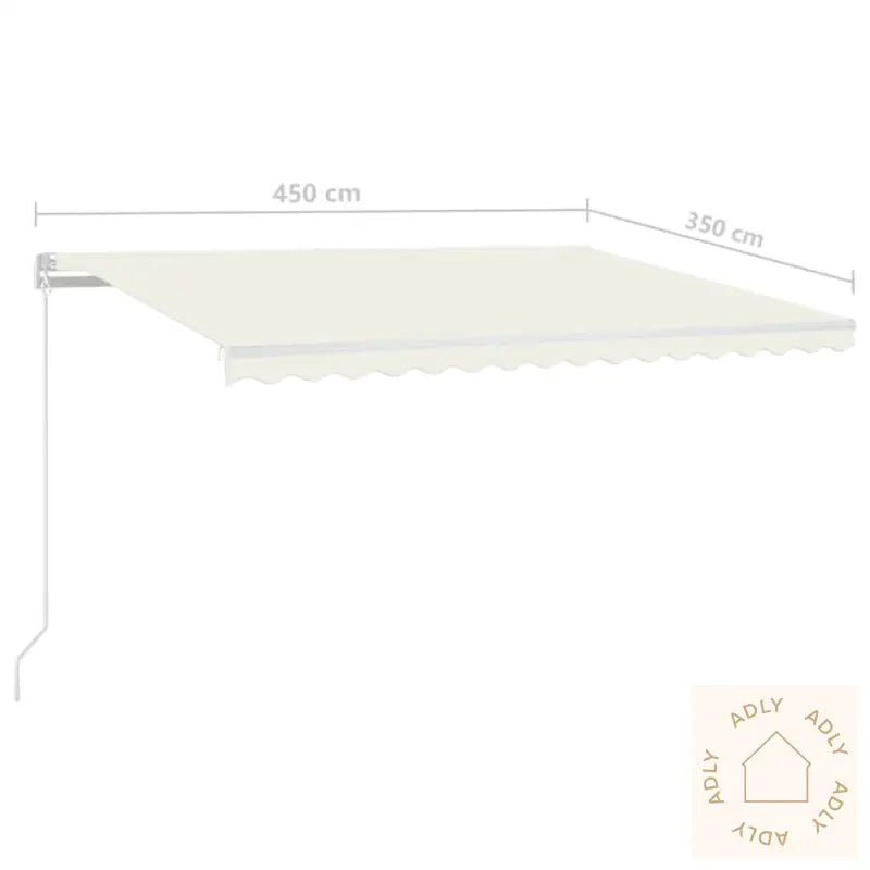 Manuell Uttrekkbar Markise Med Led 450X350 Cm Kremhvit