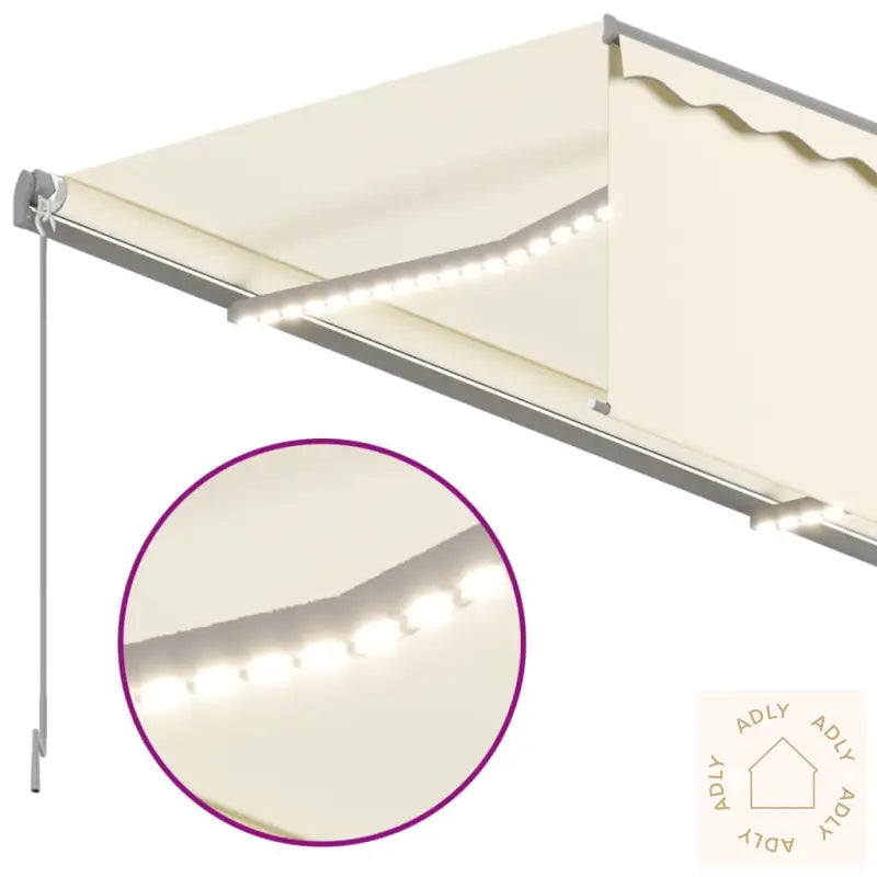 Manuell Uttrekkbar Markise Rullegardin&Led 3,5X2,5 M Kremhvit