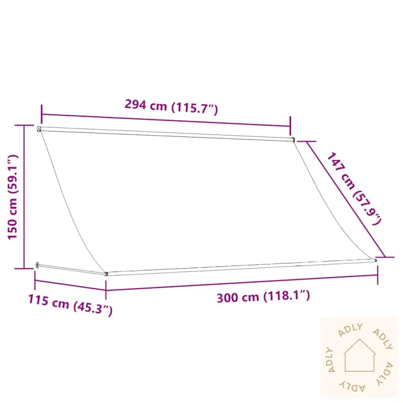 Uttrekkbar Markise 300X150 Cm Blå Og Hvit