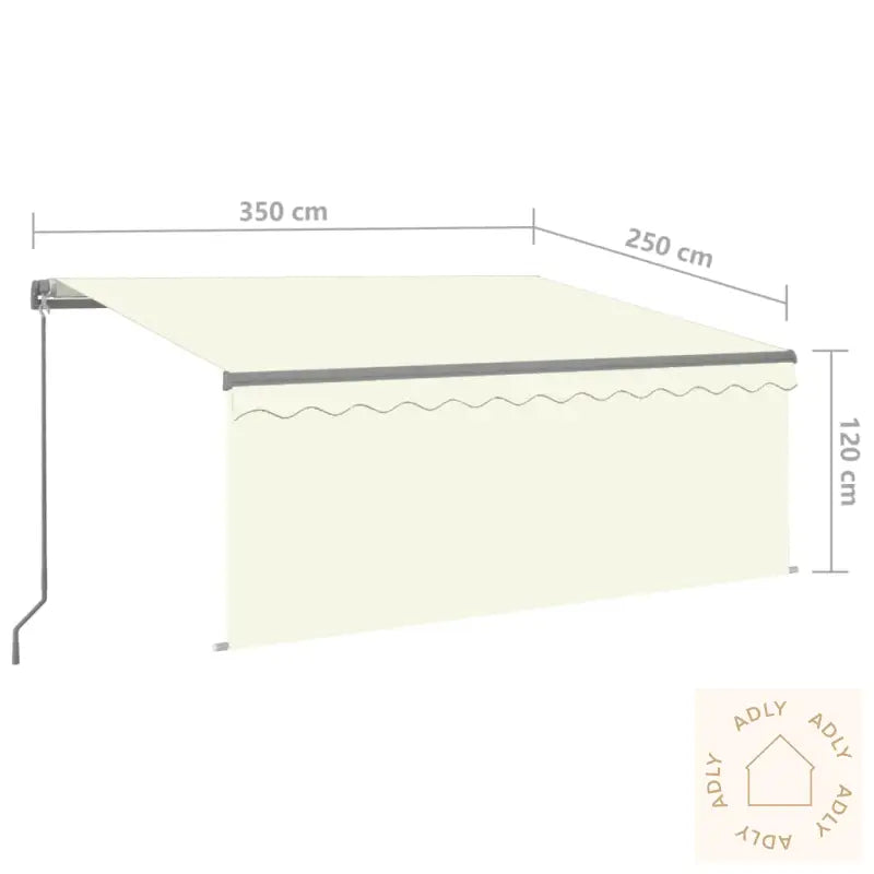 Manuell Uttrekkbar Markise Rullegardin&Led 3,5X2,5 M Kremhvit