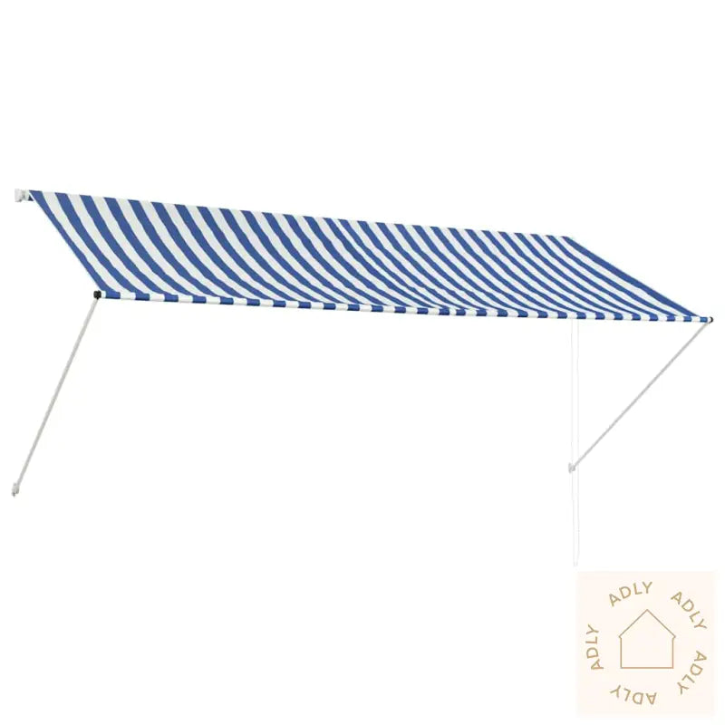 Uttrekkbar Markise 300X150 Cm Blå Og Hvit
