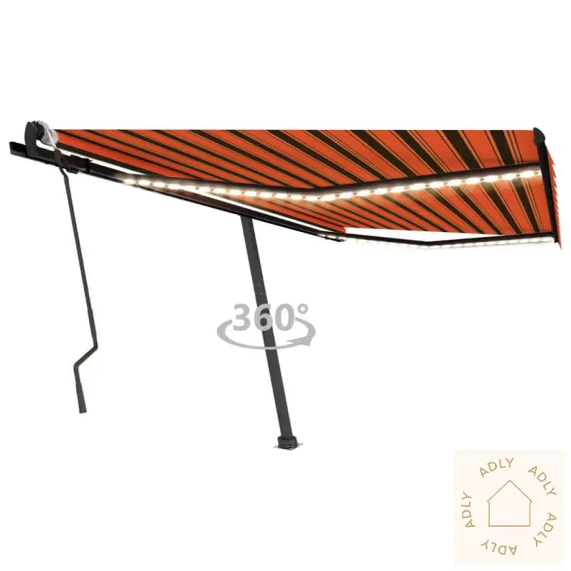 Manuell Uttrekkbar Markise Med Led 400X300 Cm Oransje Og Brun