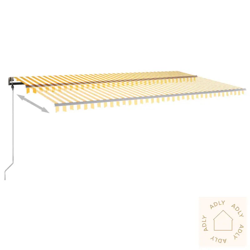 Frittstående Manuell Uttrekkbar Markise 600X350 Cm Gul/Hvit