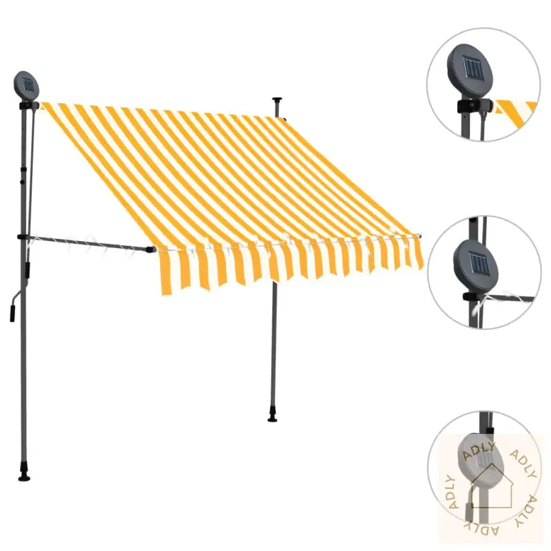 Manuell Uttrekkbar Markise Med Led 100 Cm Hvit Og Oransje
