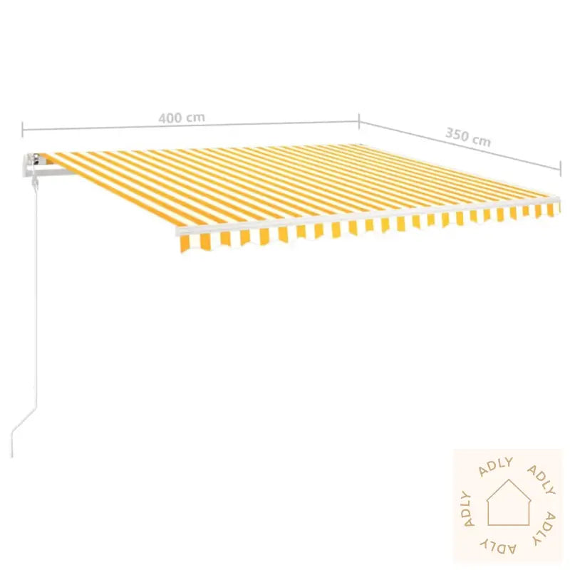 Manuell Uttrekkbar Markise Med Led 4X3,5 M Gul Og Hvit