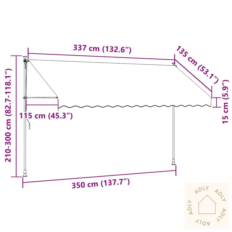 Manuell Uttrekkbar Markise 350 Cm Oransje Og Brun