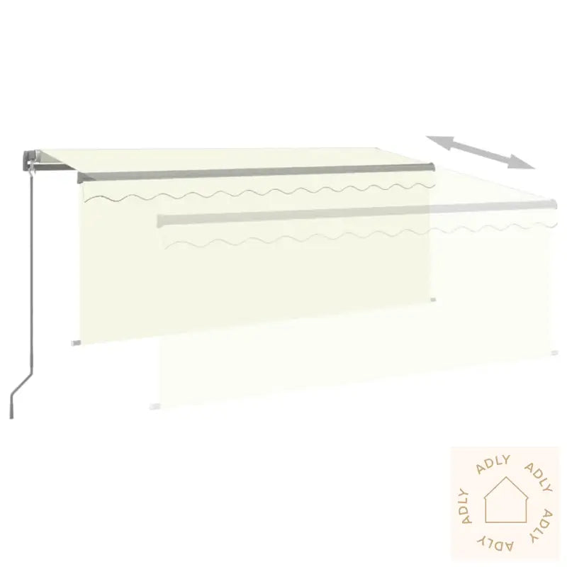 Manuell Uttrekkbar Markise Rullegardin&Led 3,5X2,5 M Kremhvit