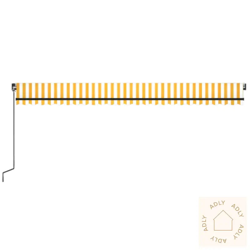 Manuell Uttrekkbar Markise Med Led 600X350 Cm Gul Og Hvit