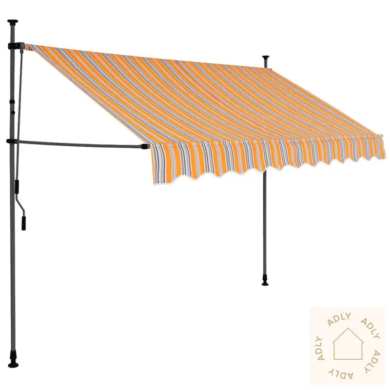 Manuell Uttrekkbar Markise Med Led 250 Cm Gul Og Blå
