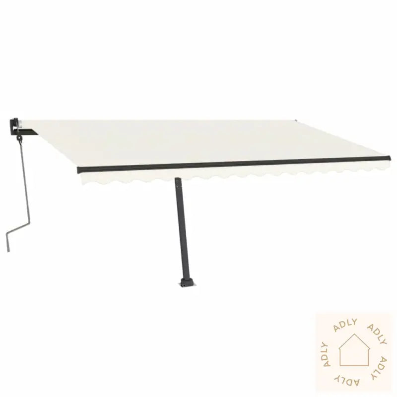 Frittstående Manuell Uttrekkbar Markise 400X350 Cm Kremhvit