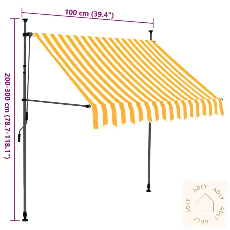 Manuell Uttrekkbar Markise Med Led 100 Cm Hvit Og Oransje