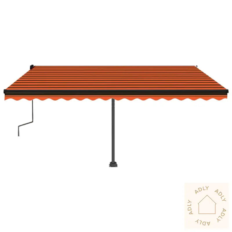 Frittstående Manuell Uttrekkbar Markise 450X300 Cm Oransje/Brun