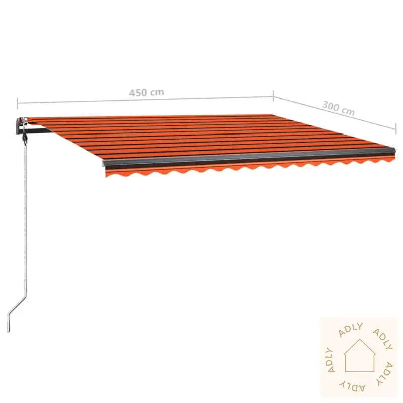 Frittstående Manuell Uttrekkbar Markise 450X300 Cm Oransje/Brun