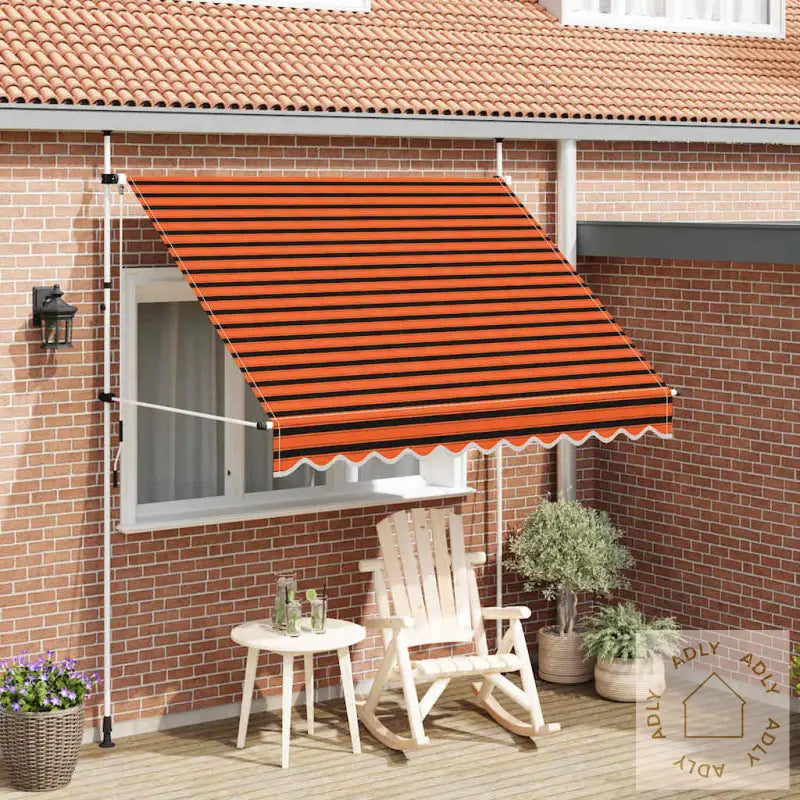 Manuell Uttrekkbar Markise 250 Cm Oransje Og Brun