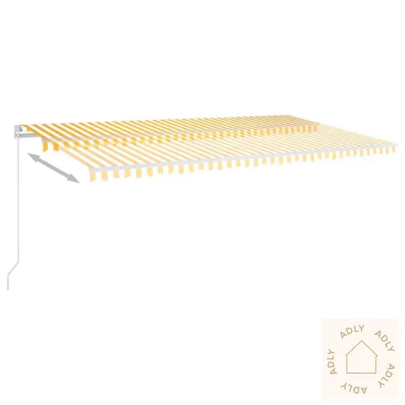 Manuell Uttrekkbar Markise Med Led 600X350 Cm Gul Og Hvit