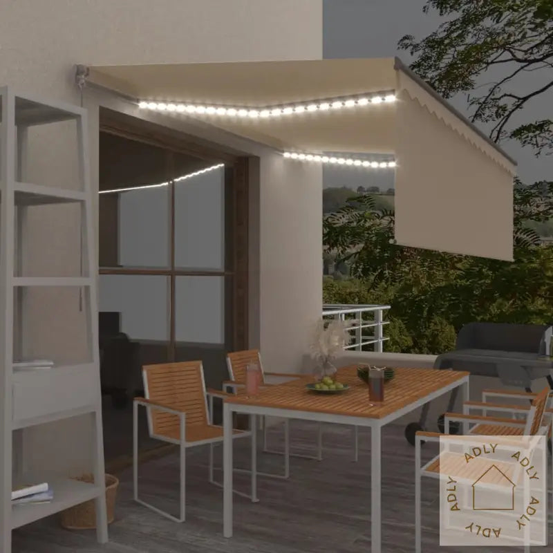 Manuell Uttrekkbar Markise Rullegardin Og Led 4X3 M Kremhvit