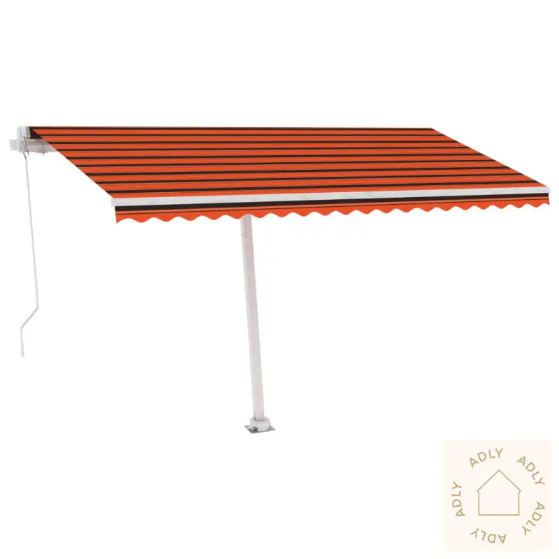 Frittstående Manuell Uttrekkbar Markise 400X300 Cm Oransje/Brun