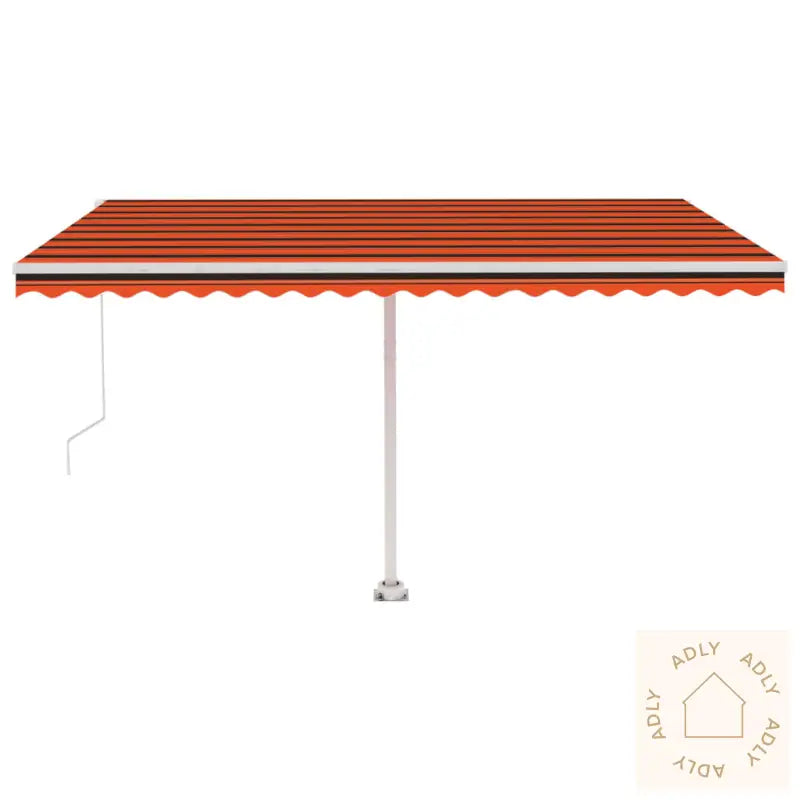 Frittstående Manuell Uttrekkbar Markise 400X300 Cm Oransje/Brun