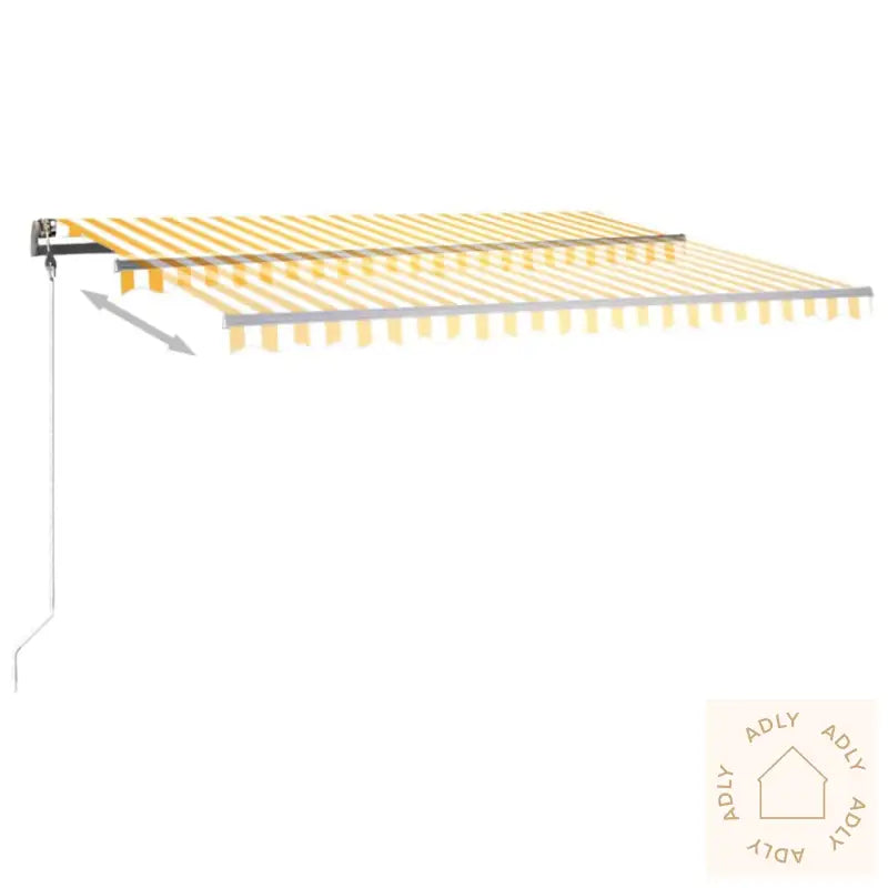 Manuell Uttrekkbar Markise Med Led 400X350 Cm Gul Og Hvit