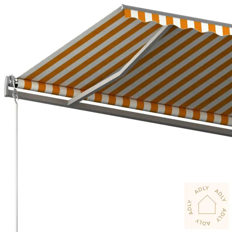Frittstående Manuell Uttrekkbar Markise 500X350 Cm Gul/Hvit