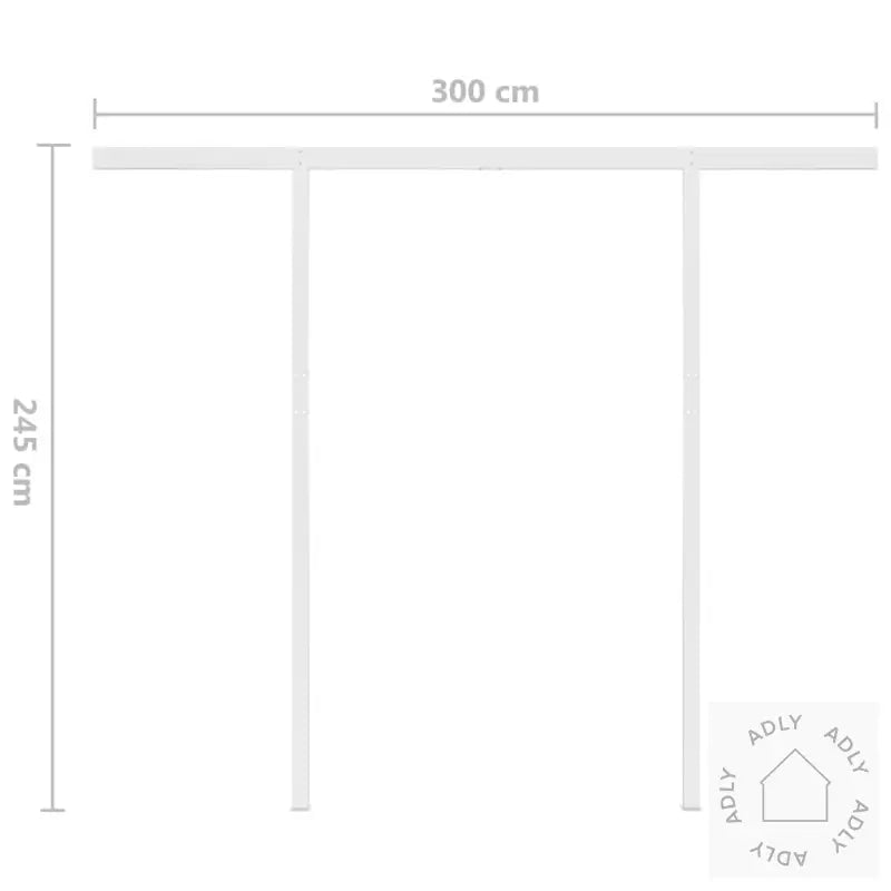 Manuell Uttrekkbar Markise Med Led 3,5X2,5 M Gul Og Hvit