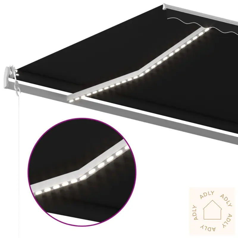 Manuell Uttrekkbar Markise Med Led 6X3,5 M Antrasitt
