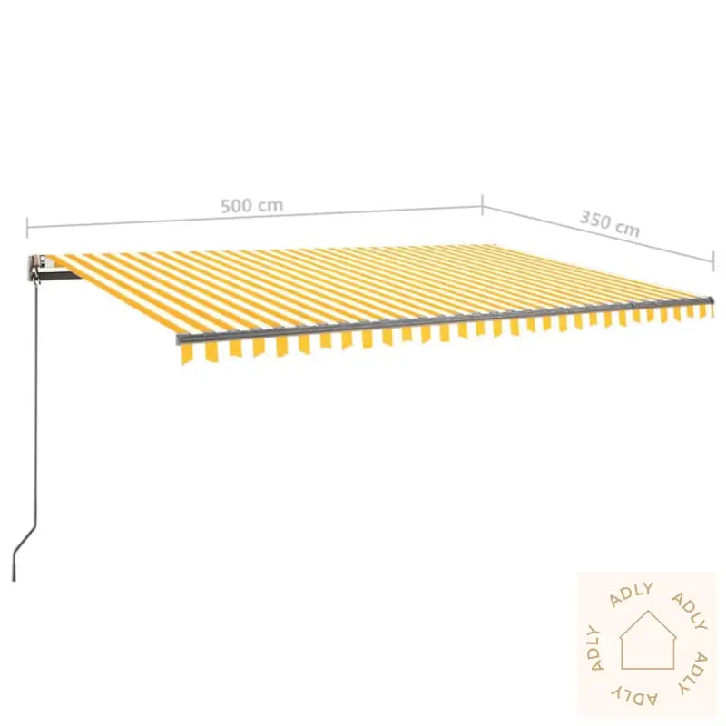 Frittstående Manuell Uttrekkbar Markise 500X350 Cm Gul/Hvit
