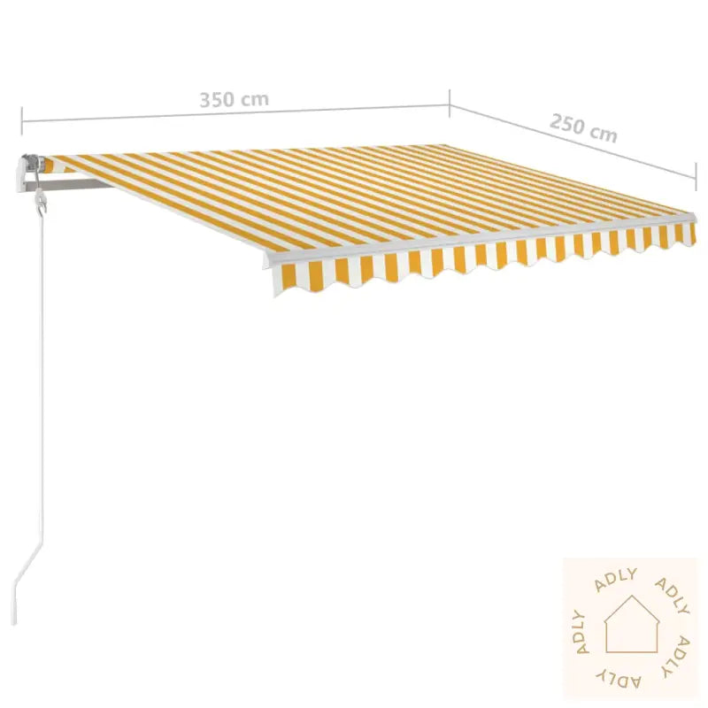 Manuell Uttrekkbar Markise Med Led 3,5X2,5 M Gul Og Hvit