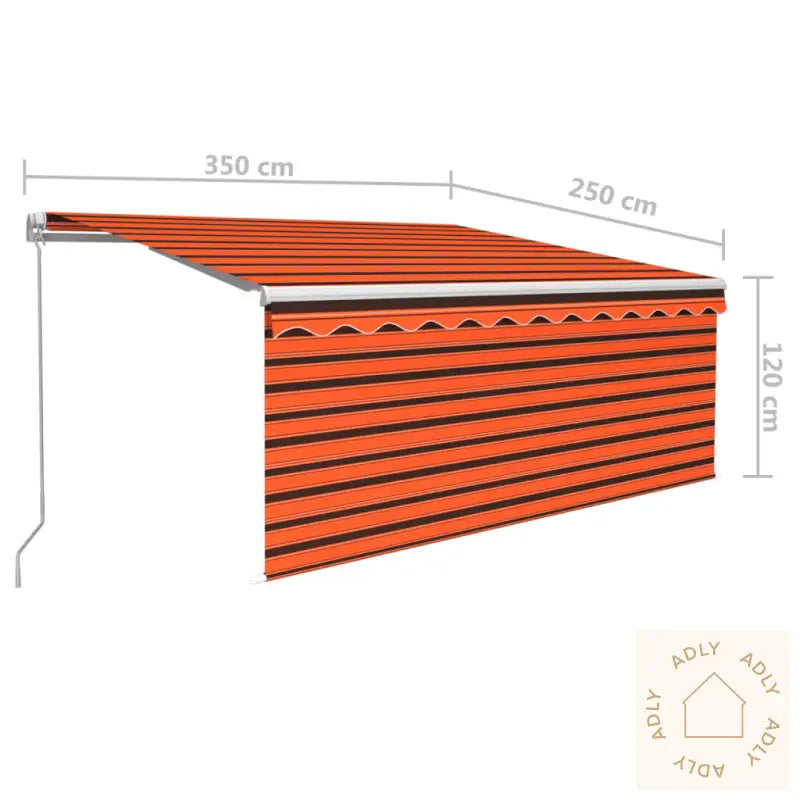 Manuell Uttrekkbar Markise Rullegardin 3,5X2,5 M Oransje&Brun