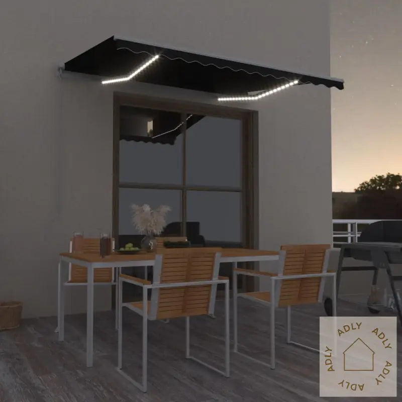 Manuell Uttrekkbar Markise Med Led 300X250 Cm Antrasitt