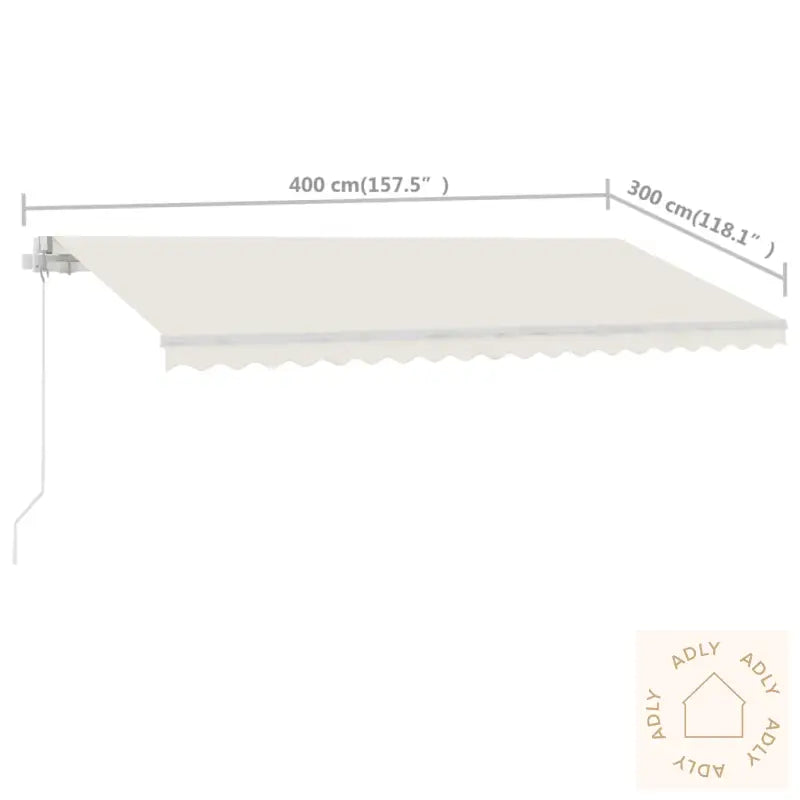 Frittstående Manuell Uttrekkbar Markise 400X300 Cm Kremhvit
