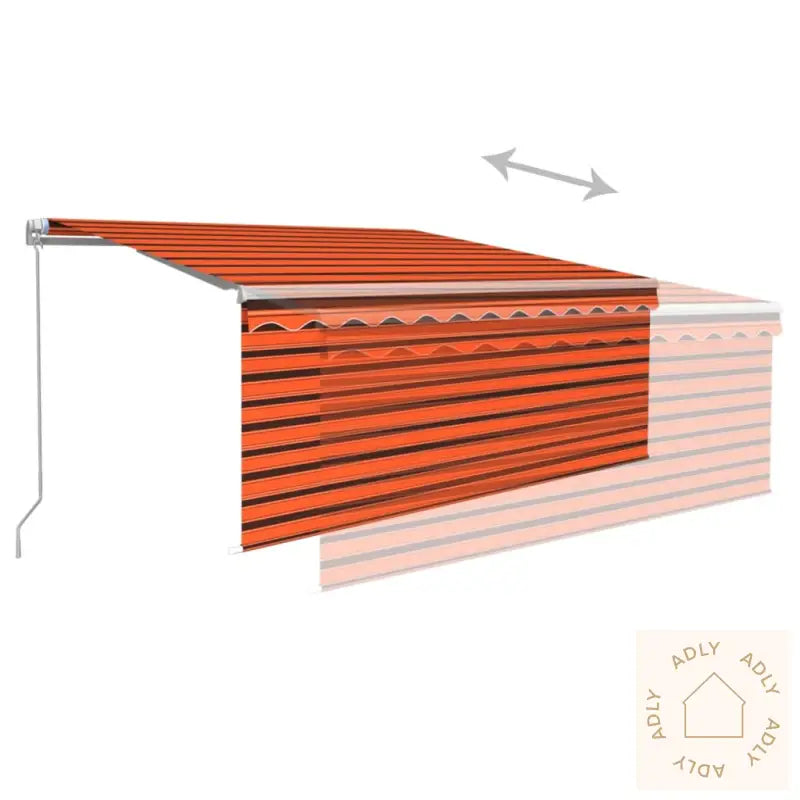 Manuell Uttrekkbar Markise Rullegardin 3,5X2,5 M Oransje&Brun
